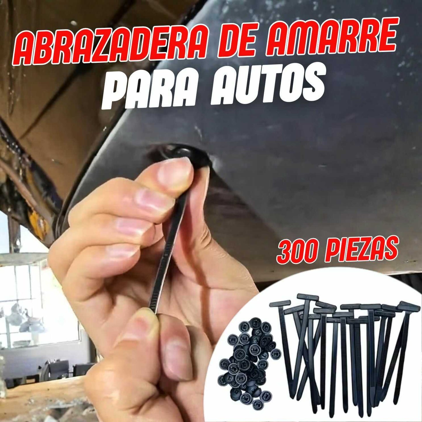 ABRAZADERA DE AMARRE PARA AUTOS - 300 PIEZAS