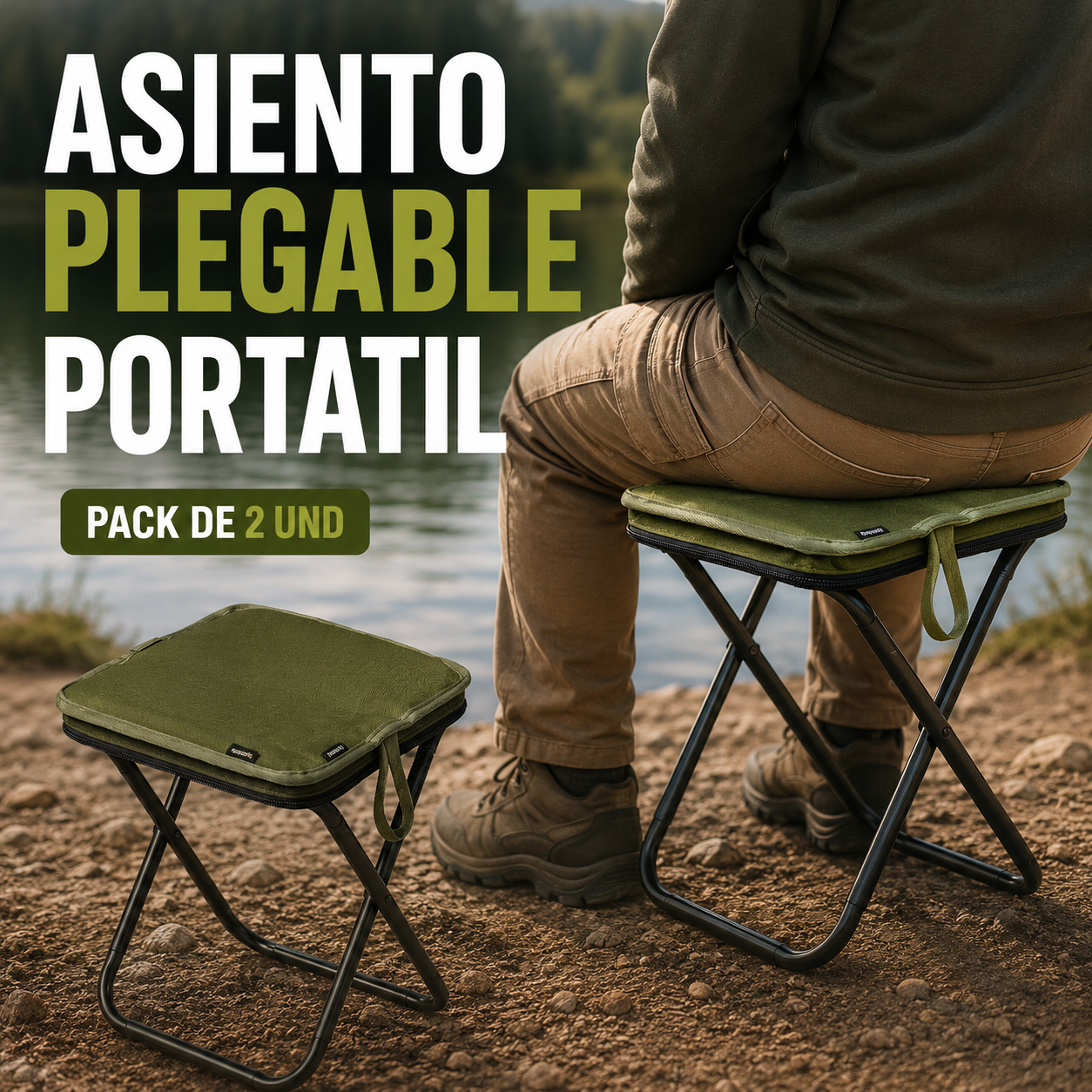 ASIENTO PLEGABLE PORTATIL - PACK 2 UNIDADES