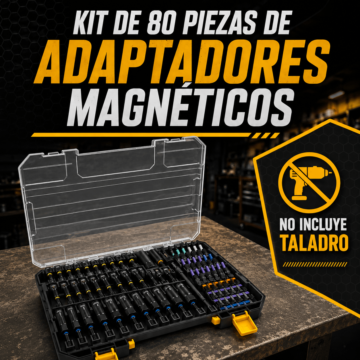 KIT DE 80 PIEZAS DE ADAPTADORES MAGNETICOS