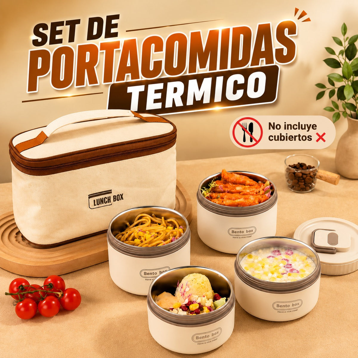 SET PORTACOMIDAS TERMICO - 4 TAPERES