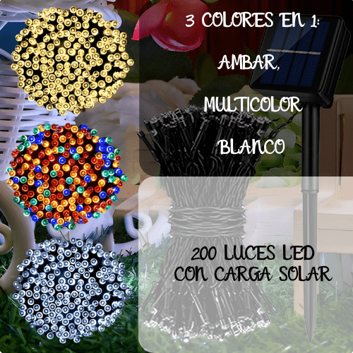 LUCES NAVIDEÑAS CON PANEL SOLAR 🎄🧑🎄 20 metros - BRIA IMPORT