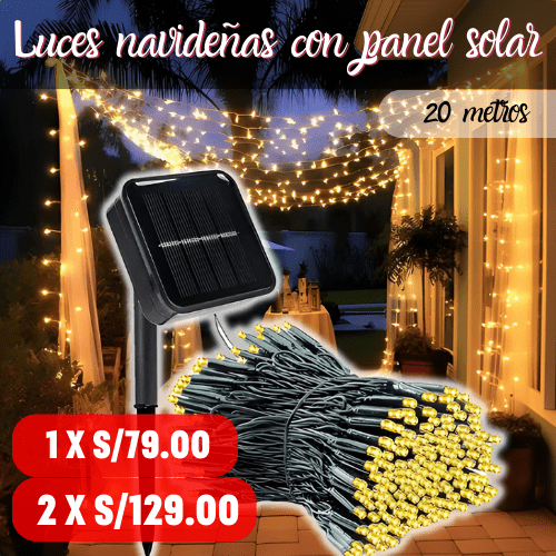 LUCES NAVIDEÑAS CON PANEL SOLAR 🎄🧑‍🎄 20 metros