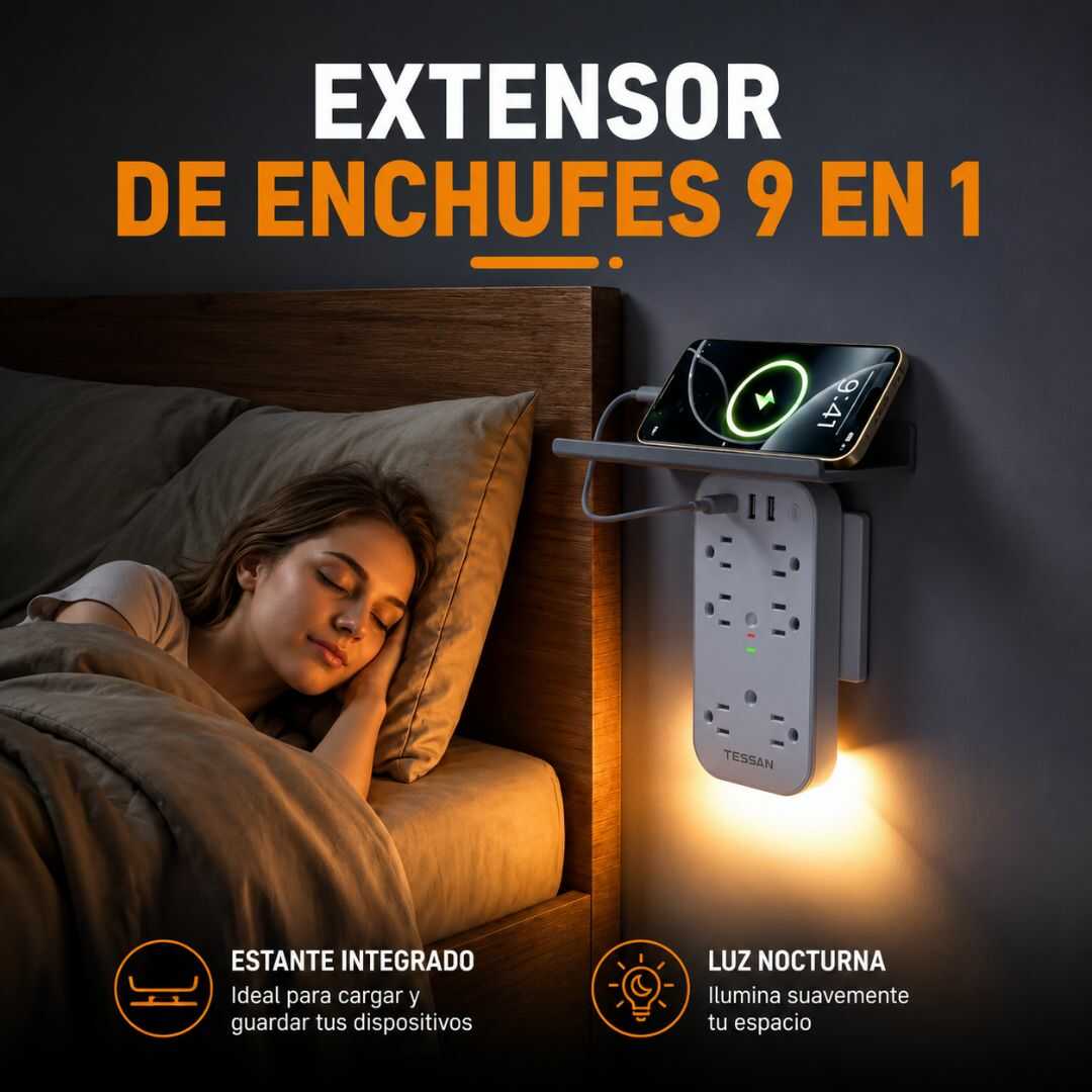 EXTENSOR DE ENCHUFES 9 EN 1