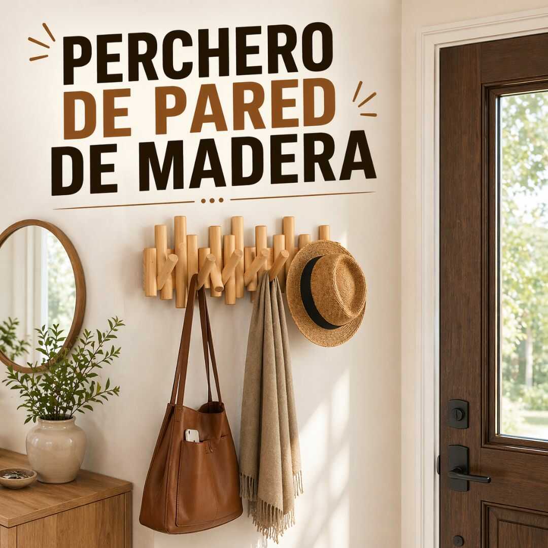 PERCHERO DE PARED DE MADERA