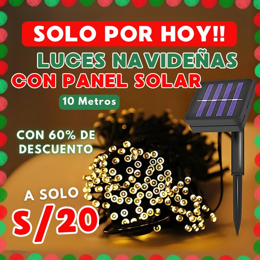 LUCES NAVIDEÑAS CON PANEL SOLAR 🎄🧑‍🎄 10 metros