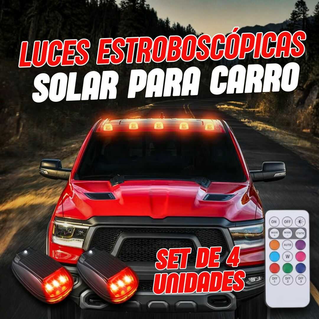 LUCES ESTROBOSCOPICAS SOLAR PARA CARRO - PACK DE 4 UNIDADES