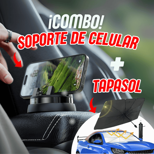 SUPER COMBO: SOPORTE DE CELULAR + TAPASOL PARA AUTO