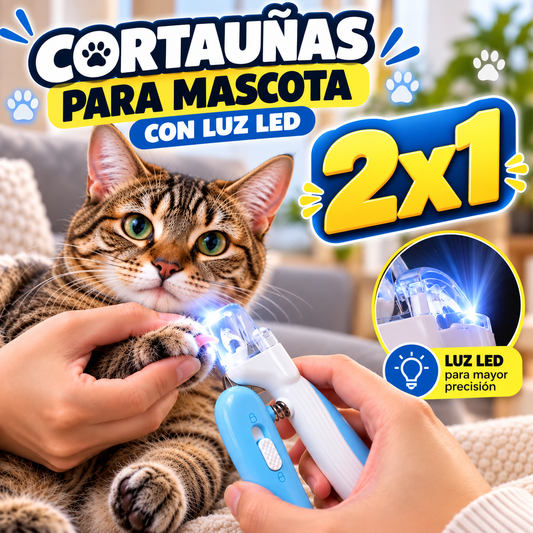 2x1 CORTAUÑAS PARA MASCOTA CON LUZ LED