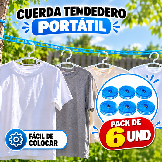 CUERDA TENDEDERO PORTÁTIL PACK DE 6 UND