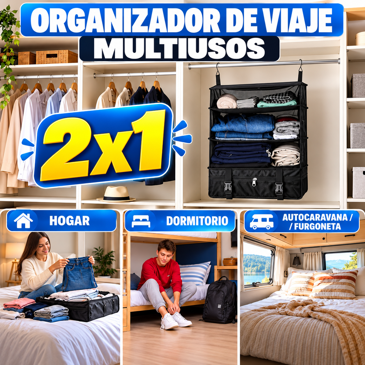 2x1 ORGANIZADOR DE VIAJE MULTIUSOS