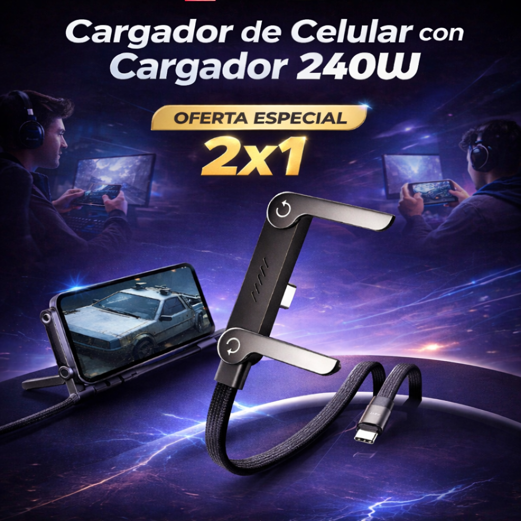 CARGADOR CON SOPORTE DE CELULAR - PROMO 2 X 1