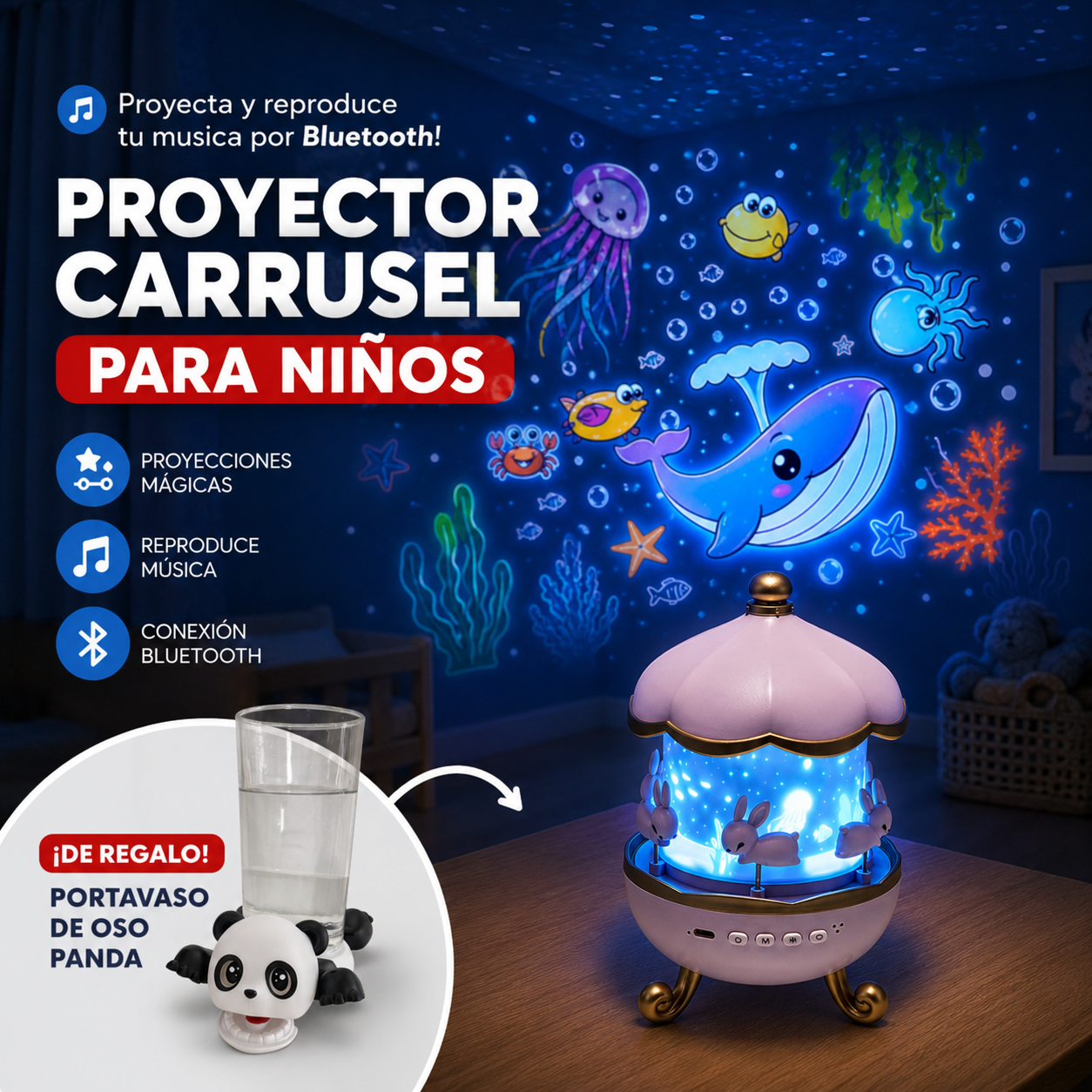 PROYECTOR CARRUSEL + REGALO PORTAVASO