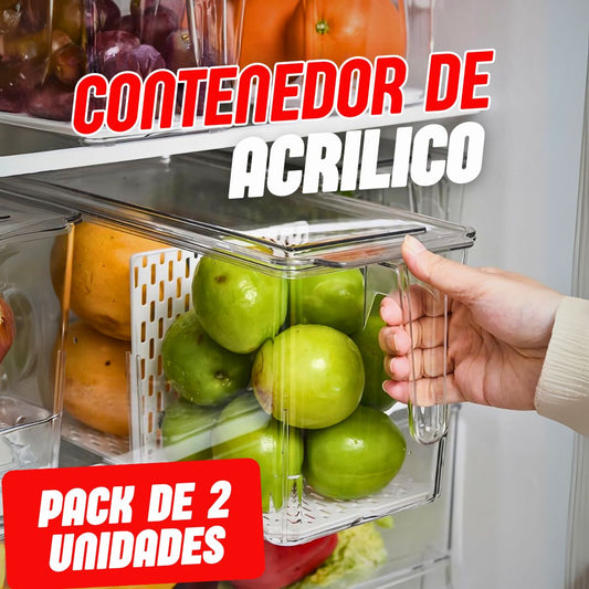 CONTENEDOR ACRILICO PARA REFRIGERADORA - SET 2 UNIDADES