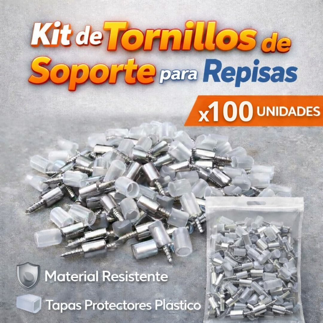 KIT DE 100 TORNILLOS DE SOPORTE PARA REPISAS