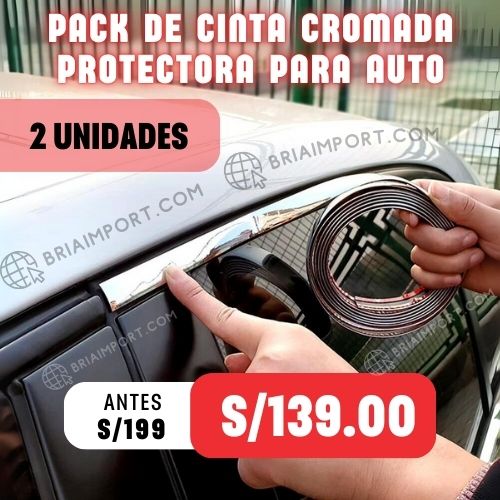 PACK 2 UNIDADES DE CINTA CROMADA PROTECTORA PARA AUTO