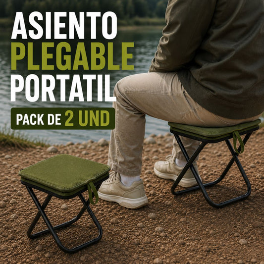 ASIENTO PLEGABLE PORTATIL - PACK DE  2 UNIDADES