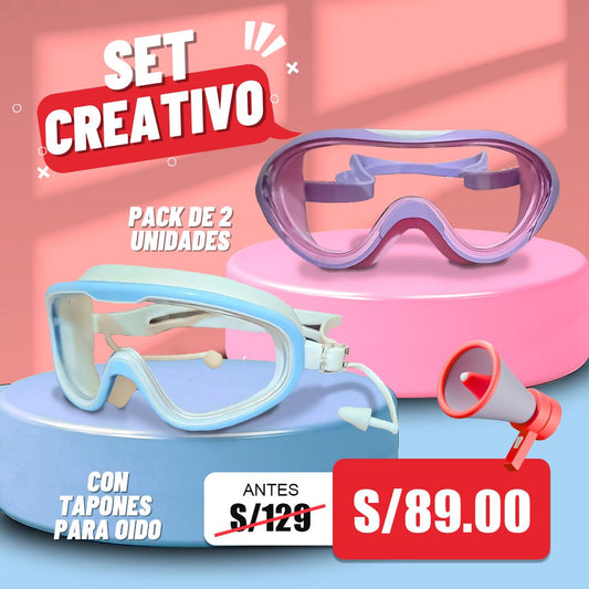 SET DE 2 UNIDADES DE GAFAS DE NATACION DE GRAN ANGULAR