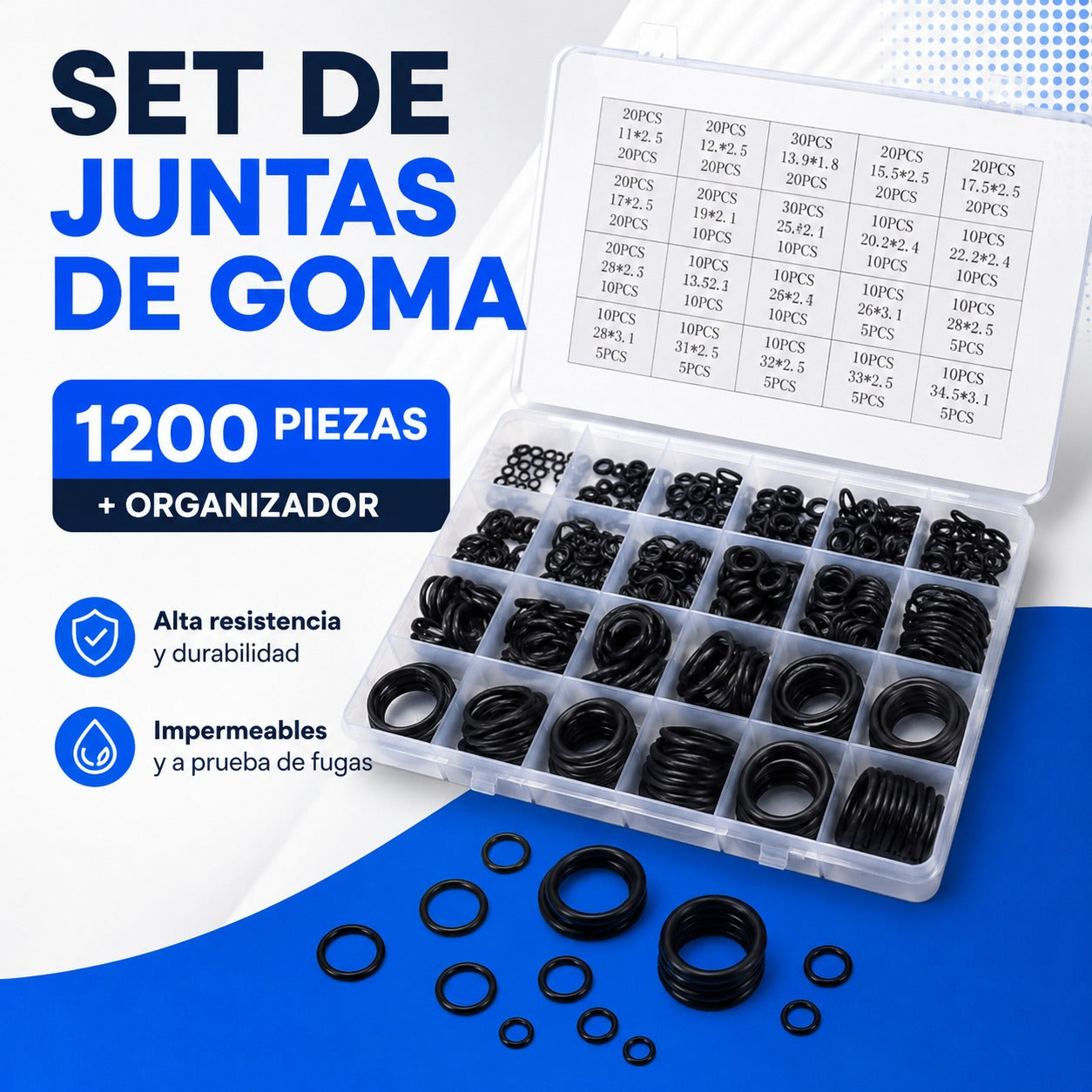 KIT DE JUNTAS DE GOMA DE 1200 PIEZAS
