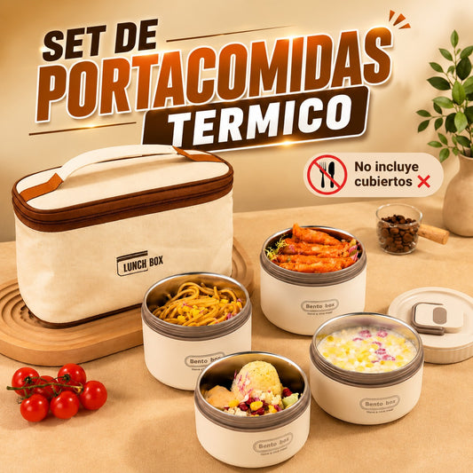 SET PORTACOMIDAS TERMICO - 4 TAPERES
