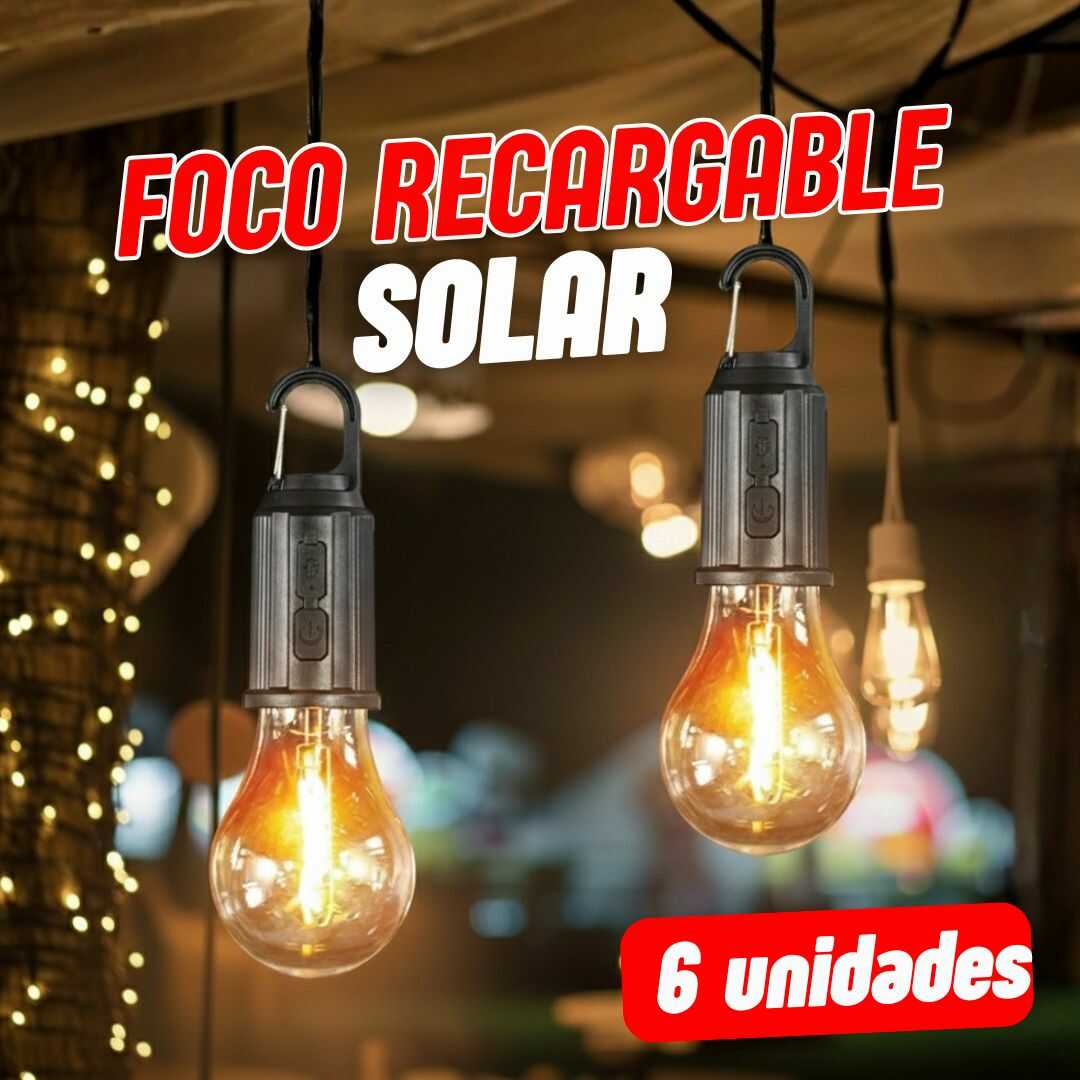 FOCO RECARGABLE SOLAR - PACK 6 UNIDADES