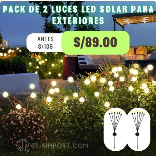 SET DE 2 UNIDADES DE LUZ LED SOLAR PARA EXTERIORES - BRIA IMPORT